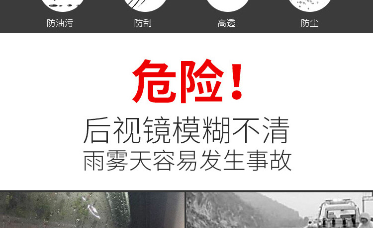 Car rearview mirror anti-rain and anti-fog film, car side window reflector water-repellent waterproof rain-removing hydrophobic film