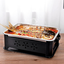 小份烤鱼盘家用商用碳烤炉长方形酒精炉餐厅不锈钢愿者上钩烤鱼炉