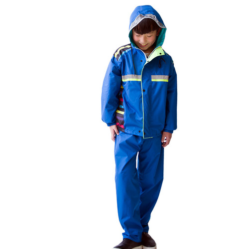 Children's unisex raincoat and rain pants set, double-layer waterproof raincoat set, suitable for primary and secondary school students cycling and hiking, ginger tea
