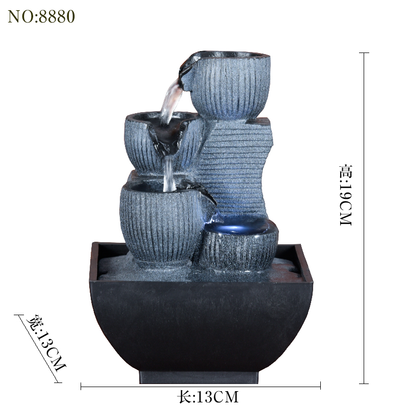 Adornos de agua corriente Agua circulante Fuente de lujo ligera moderna Escritorio de oficina Bola de feng shui pequeña decoración de sala de estar