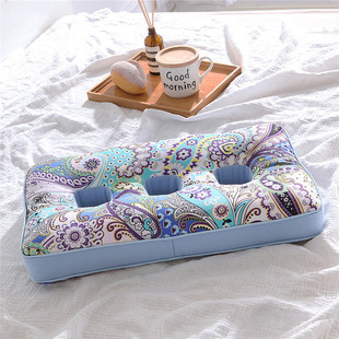 T old coarse cloth three-hole ear pillow for the elderly ear protection pillow pure buckwheat shell pillow pillow core with hole pillow adult neck protection
