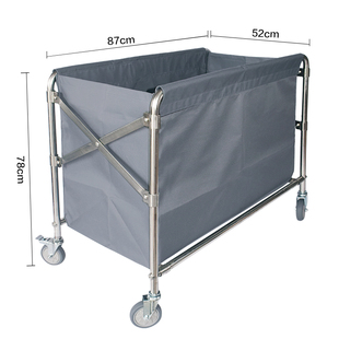 J8 Stainless Steel Linen Cart Collection Service Cart Bed Bed Sheets Guest Room Cart Shop Hotel Cleaning Trolley Foldableing Cart G3