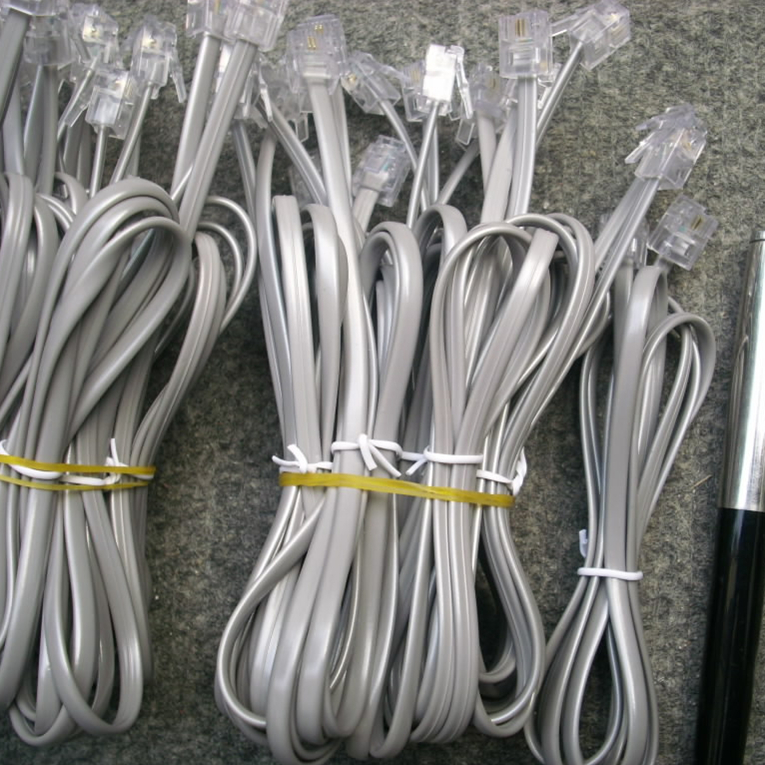 2芯6P2C电话线0.3米1米10米20米二芯成品带水晶头固定座机电话机