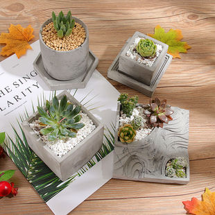 cement flowerpot mould diy handmade creative fair-faced concrete nordic polygonal round hole cement silicone mould