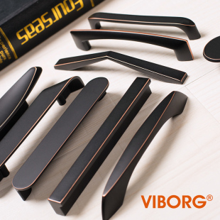 VIBORG Nordic Wardrobe Drawer Handle Furniture Cabinet Handle Light Luxury Black Handle Cabinet Door Cabinet Handle