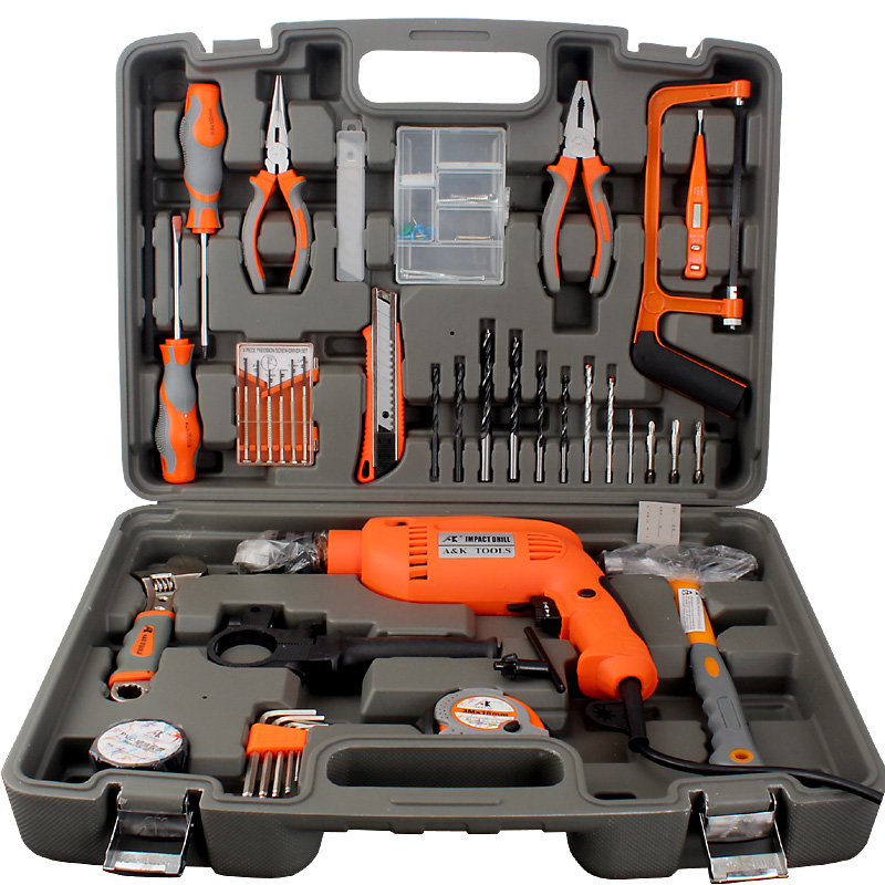 Kit de herramientas de hardware AK Kit de mantenimiento de decoración doméstica Kit de electricista multifuncional combinado manual con taladro eléctrico
