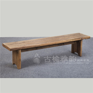 5V Old Elm Door Panel Solid Wood Bench Retro Home Shoe Changing Stool Multi-functional Art Restaurant Hotel Weathered Bench