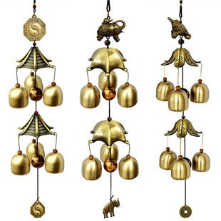 Yunnan Lijiang Copper Wind Chime Hanging Decoration Door Decoration Creative Metal Bell Shop Doorbell 2-Layer 6-Bell Auspicious Hanging Decoration