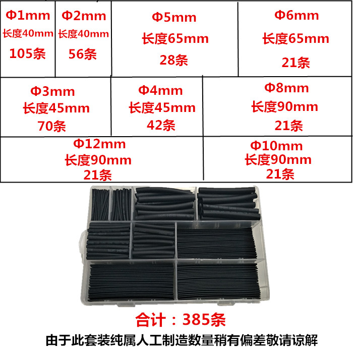 Tubo termorretráctil en caja conjunto de combinación de bricolaje para el hogar cinta eléctrica aislamiento carcasa retráctil protección del medio ambiente impermeable retardante de llama