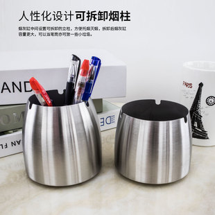 ✅ Stainless Steel Ashtray Windproof Trendy Anti-Fly Ash Creative with Lid for Home Living Room Smoke Smell Office Lid Ashtray