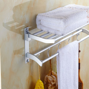 Seamless Patch, Punch-Free Dual-Purpose Space Aluminum Towel Rack, Movable Bathroom Rack, Foldableing Towel Rack, Clothes Hook Pendant