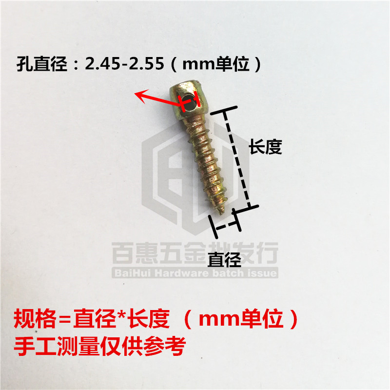 带孔自攻铅封螺钉衡器螺丝尖头电表螺栓封口带孔十字螺丝M4