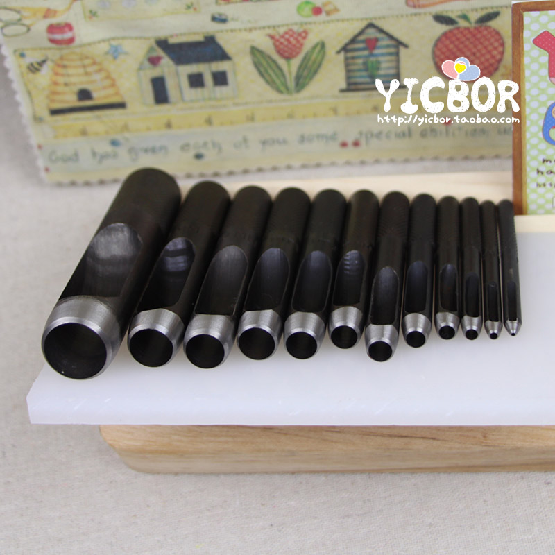 #@黑色钢冲 手动皮带冲 充子冲子打孔器圆孔 保护垫板 1-25mm其闼
