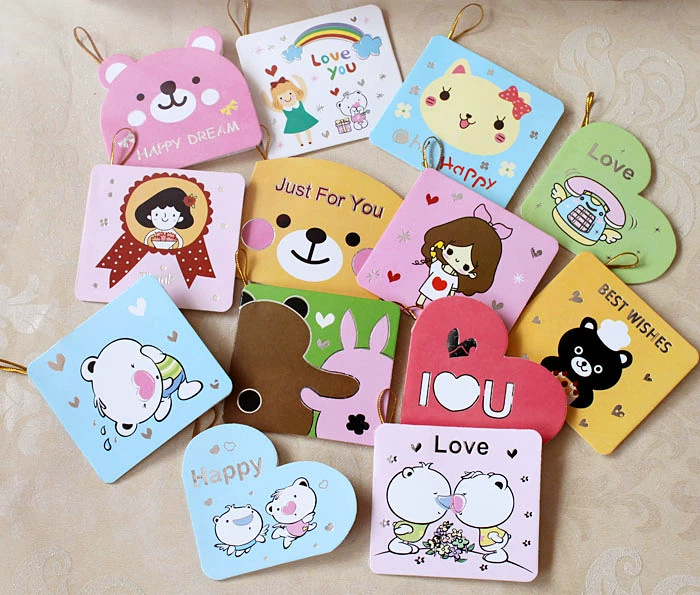 Корейская открытка-слинг с креативным мультяшным узором, открытка с пожеланиями ко Дню защиты детей с бонусной открыткой с пожеланиями