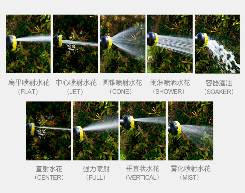 Gardening hose for watering flowers and vegetables, garden shower, vegetable garden, car washing, high-pressure shower head, water gun set