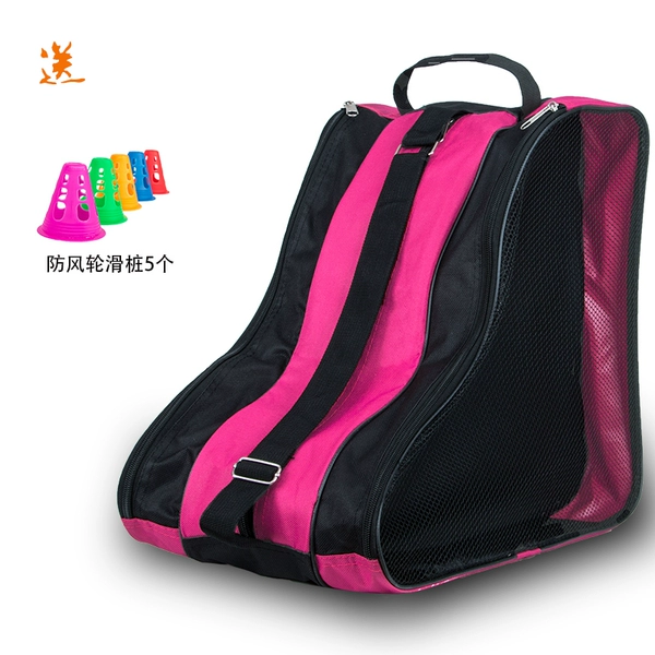 Pink 3-layer bag + roller skating pile