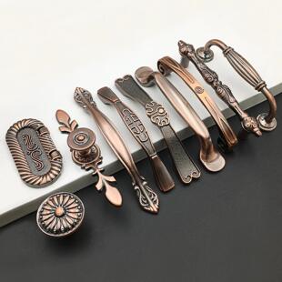European-style red bronze cabinet door cabinet drawer door handle Chinese-style antique solid wood door furniture hardware single-hole handle