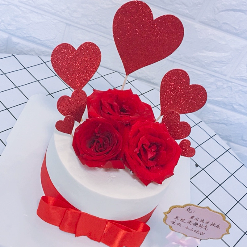 Cake topper heart picks, assorted red/rose and mixed sets, multiple pack sizes (70–100 pcs)