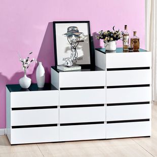 Simple Modern Three Four Five Bucket Cabinet Black and White Paint Bedroom TV Cabinet Living Room Storage Combination