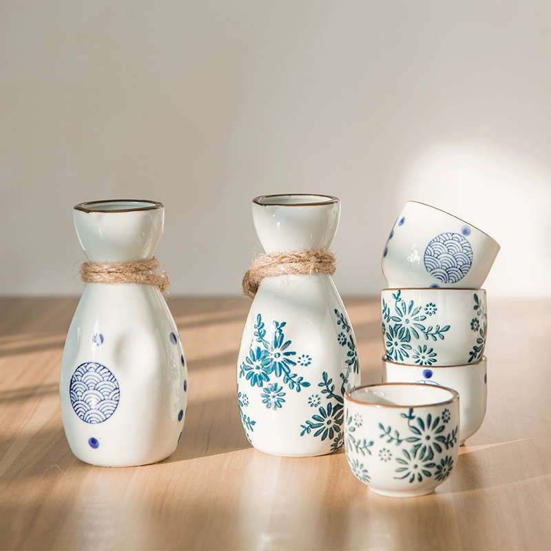 Ceramic retro wineglass, pocket flask