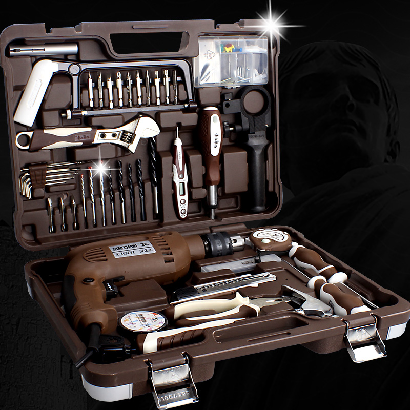 Kit de herramientas de hardware AK Kit de mantenimiento de decoración doméstica Kit de electricista multifuncional combinado manual con taladro eléctrico