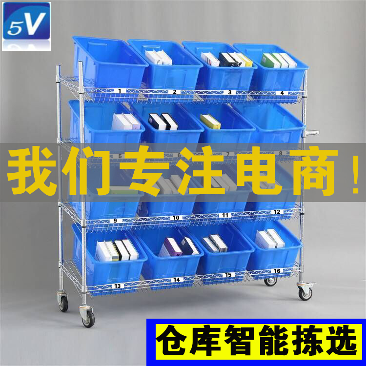 ✅电商拣货车仓库快递分拣带轮工具车置物架物料推车拖车斜面分拣