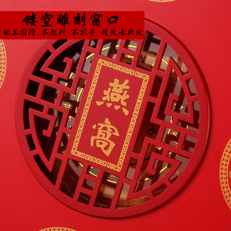 Caja de nido de pájaro tallada roja, caja de madera, caja de trazabilidad, caja de regalo de embalaje de 100g, 250g, caja vacía