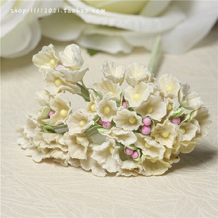 Colorful Seven-Color Flower Five-Color Plum White Mini Velvet Small Paper Bouquet 8.8 Yuan Per Handful 8 Small Branches 5 Flowers Each