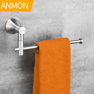 Towel Bar 304 Stainless Steel Single Rod Kitchen Rotatable Punch-Free Bathroom Small Towel Ring Hanging Rod Towel Rack