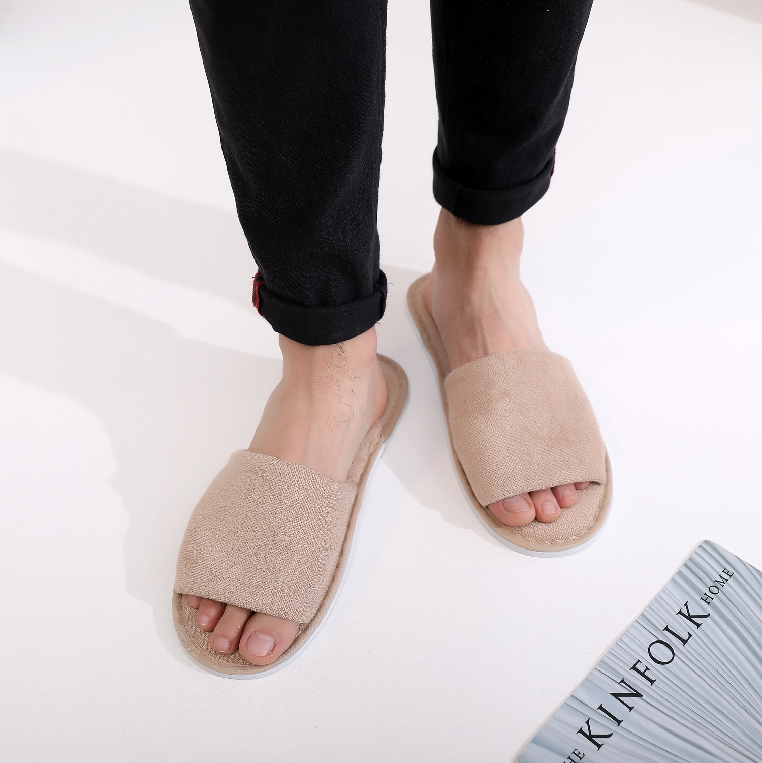 10 pares de pantuflas desechables, pantuflas de hospitalidad, casa de familia, hotel, viaje, hombres y mujeres portátiles, suela gruesa, primavera y verano