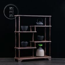 茶壶茶具紫砂壶架子鸡翅木博古架实木中式小型多宝阁底座盆景托架