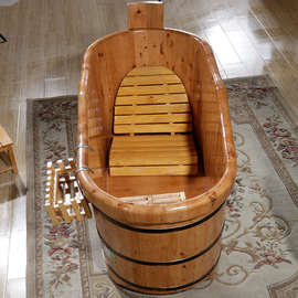 2TCU波浪型家用商用泡澡洗澡木桶木质沐浴桶成人实木浴缸加厚单人