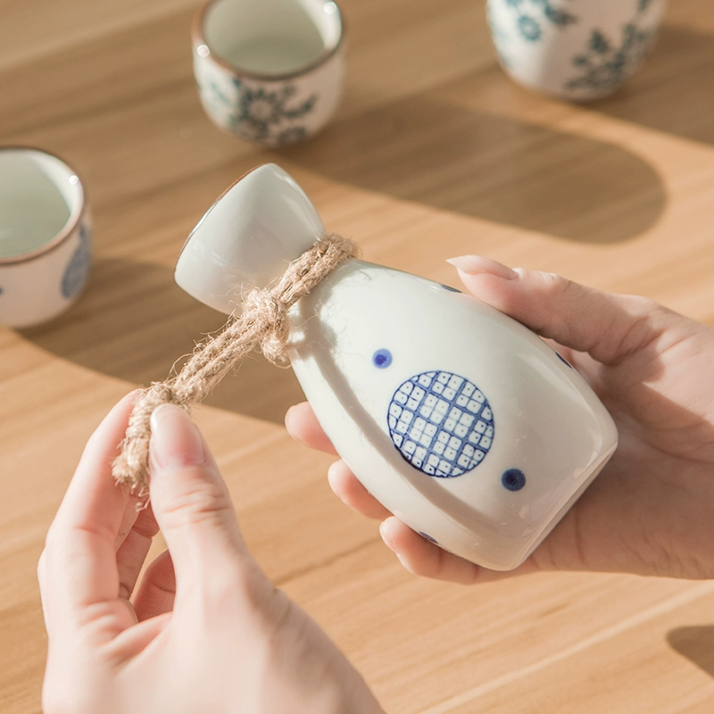 Ceramic retro wineglass, pocket flask