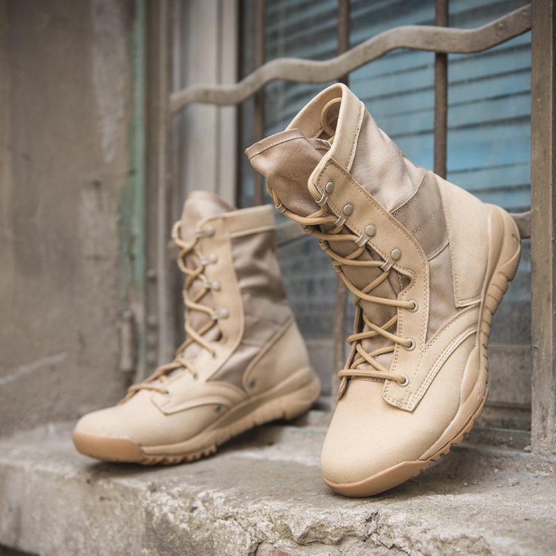 Botas de entrenamiento de combate al aire libre ultraligeras de verano CQB entrenamiento militar transpirable para hombres y mujeres, antideslizante y resistente al desgaste, botas del desierto de montañismo, botas tácticas