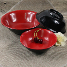 密胺仿瓷塑料红黑双色大口碗面碗鱼汤粥拉面碗火锅馄饨快餐大碗