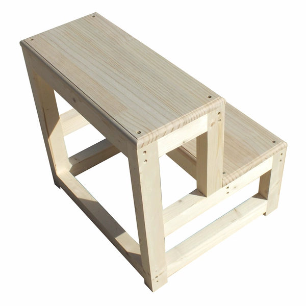 Unpainted logs, width 50, depth 44, height 60, disassembled and shipped - platform ladder