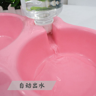 Dog Bowl Dog Basin Cat Bowl Pet Double Bowl Automatic Drinking Water Dog Water Bowl Dog Food Basin Anti-overturning Cat Supplies Full