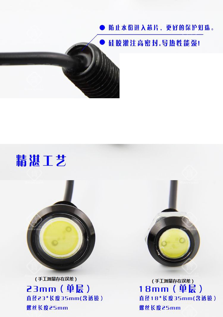 Car Super Bright Eagle Eye Daytime Running Light Ultra-Thin Single Layer Invisible Led Light Reversing Light Fog Light Waterproof Decorative Light Wholesale