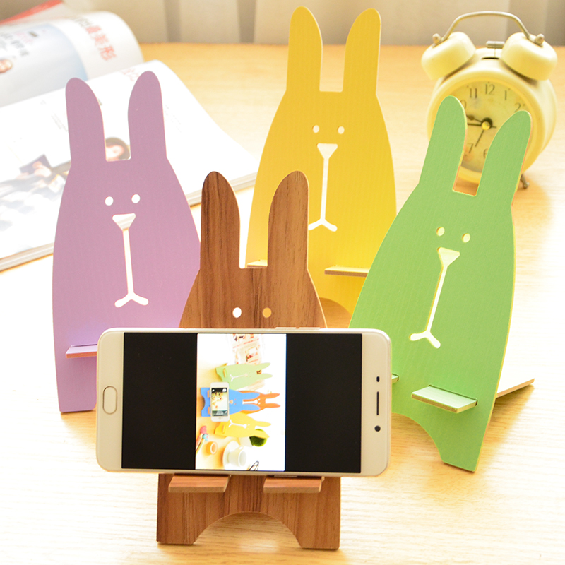 South Korea creative fashion mobile phone holder cute Yue Ling Rabbit mobile phone holder wooden mobile phone holder mobile phone bracket