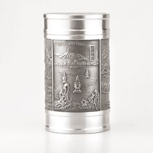 锡茶叶罐西湖中号锡制茶叶罐便携密封红绿茶锡罐包装盒桶金属小罐