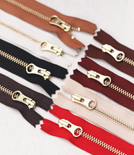 ▧批发日本进口DIY手工皮艺箱包配件3#金色纯铜拉链 金属部分长15