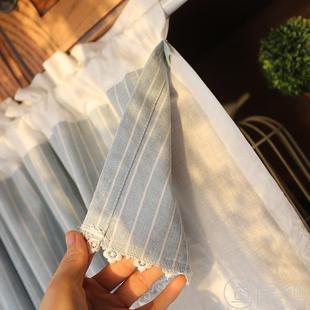 Dx7L American White Cotton Embroidered Lace Stripesd Half Curtain Block Skirt Door Curtain Curtain Head Rod Curtain