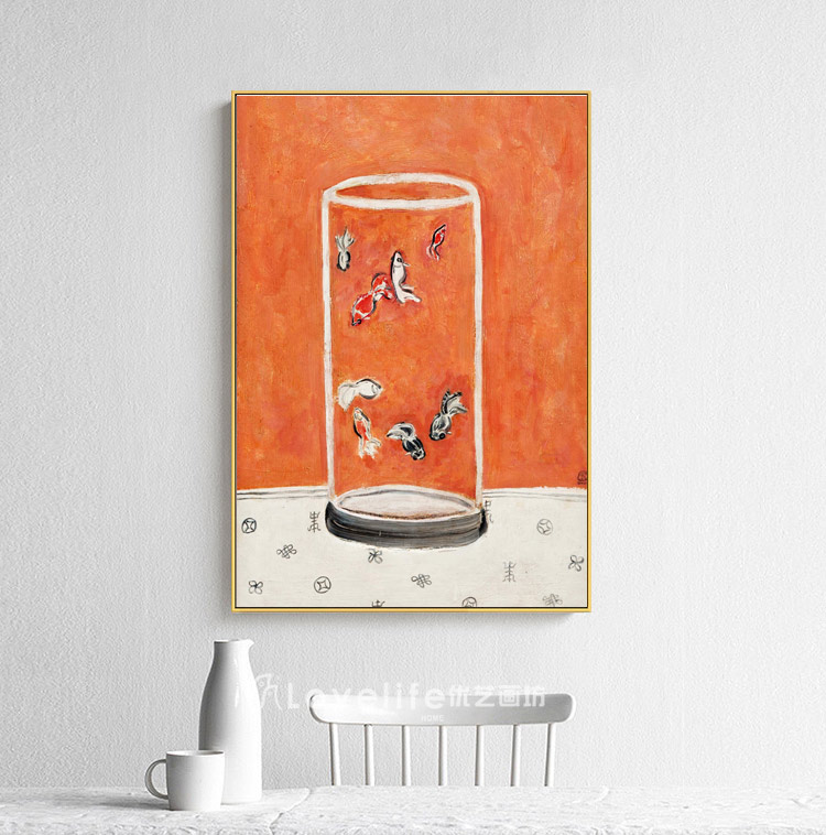 8N Chang Yu Eight-Tailed Goldfish Modern Entrance Hall Restaurant Decoration Painting Contemporary Artist Oil Painting Famous Painting Corridor Bedroom Wall Hanging