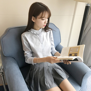 2024 Autumn New Fresh Style Wholesale White Shirt for Women with Ruffled Lace Stand Collar and Long Sleeves