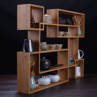 Bamboo Purple Clay Pot Rack Tea Rack Japanese Style Small Antique Rack Solid Wood Bracket Duobao Pavilion Base Combined Tea Rack