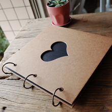 牛皮纸镂空爱心DIY手工相册 创意文艺情侣影集 宝宝成长纪念册