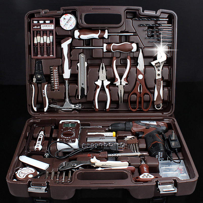 Kit de herramientas de hardware AK Kit de mantenimiento de decoración doméstica Kit de electricista multifuncional combinado manual con taladro eléctrico