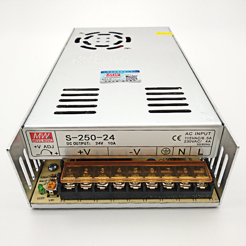 Minwei 250W fuente de alimentación de conmutación modelo S-250 - 24 24V10A 12V20A 15V36V48V garantía de 2 años