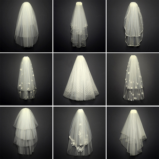 Bridal Short Simple Veil Female White Headdress Super Fairy Korean Wedding Main Wedding Dress Wedding Photo Props
