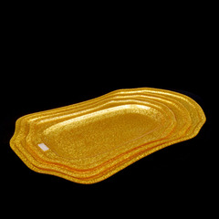 批發加厚亞克力烤乳豬托盤燒豬金色酒店長方形菜盤商業豬形刺身盤